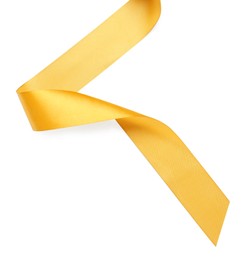 Beautiful golden ribbon isolated on white, top view