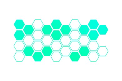 Image of Pattern of hexagons on white background, illustration