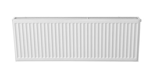 Image of Modern panel radiator on white background. Heating system