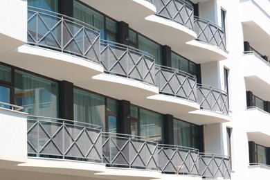 Photo of Exterior of beautiful residential building with balconies