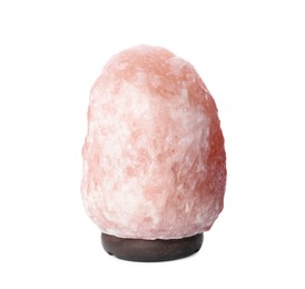 Photo of Pink Himalayan salt lamp isolated on white