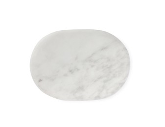 Photo of One marble stone isolated on white, top view