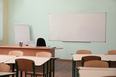 Photo of View of empty modern classroom at school