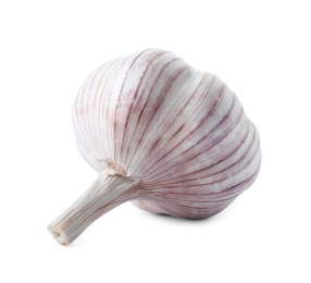 Photo of Fresh garlic on white background. Organic food