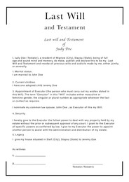 Image of Last Will and Testament of Judy Doe, illustration