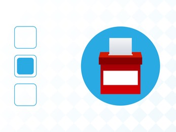 Illustration of  box with ballot on white background. Electronic voting