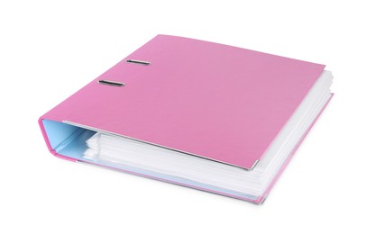 One pink office folder isolated on white
