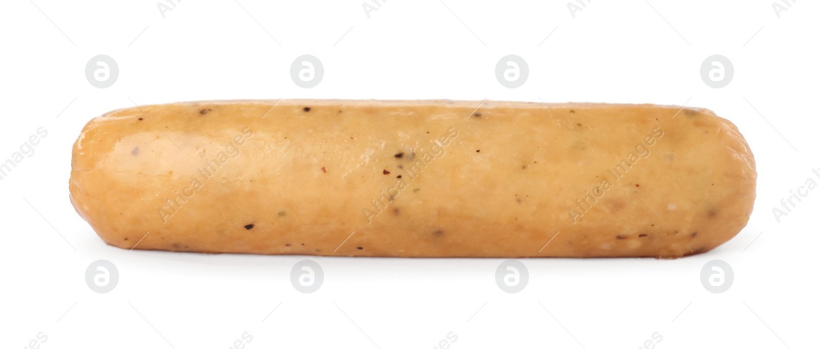 Photo of Raw sausage isolated on white. Vegan meat product