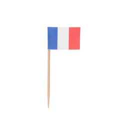 Small paper flag of France isolated on white