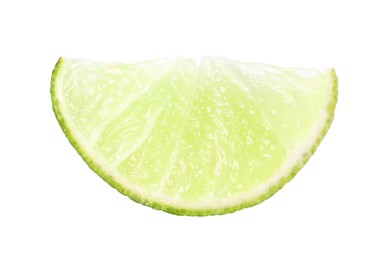 Photo of Citrus fruit. Slice of fresh ripe lime isolated on white