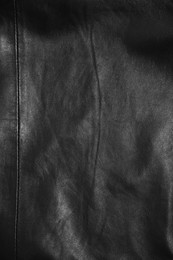 Texture of black leather as background, top view