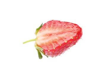 Piece of delicious ripe strawberry isolated on white