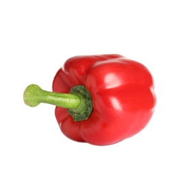 Tasty ripe red bell pepper on white background