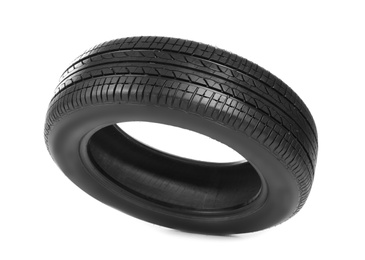 Car tire on white background