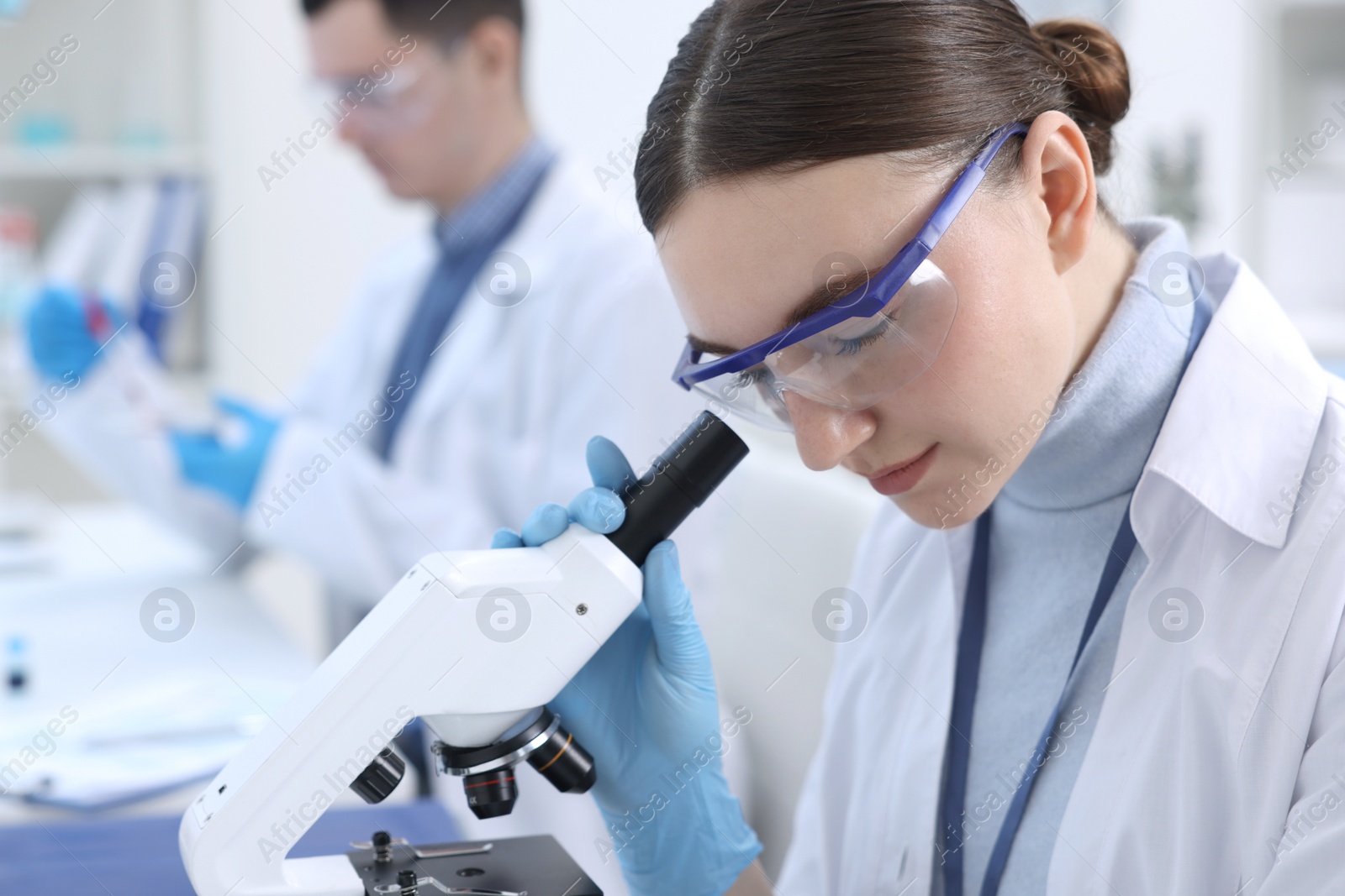 Photo of Scientists working with samples in laboratory. Medical research