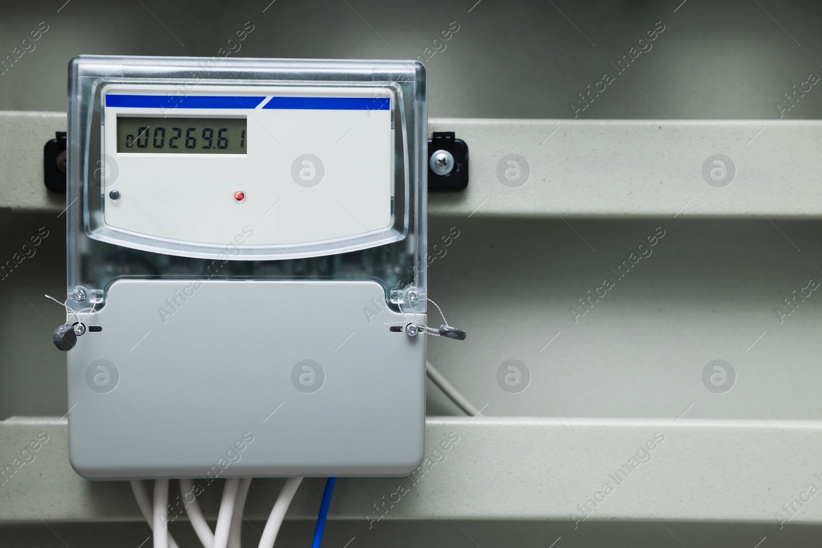 Photo of Electric meter in fuse box for power supply, closeup