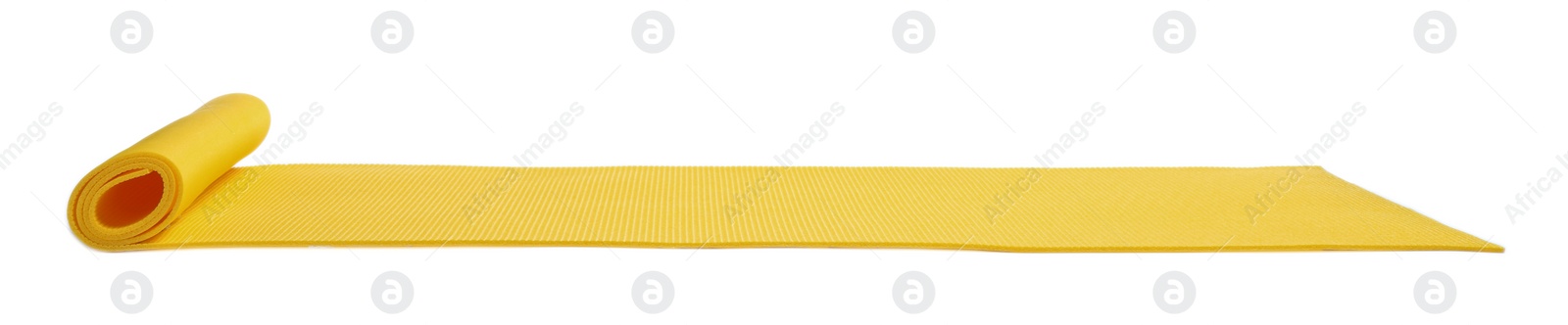 Image of Yellow camping mat isolated on white. Banner design 