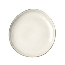 Photo of Beautiful ceramic plate isolated on white, top view