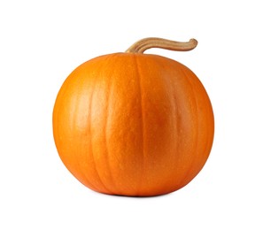 Photo of One fresh orange pumpkin isolated on white