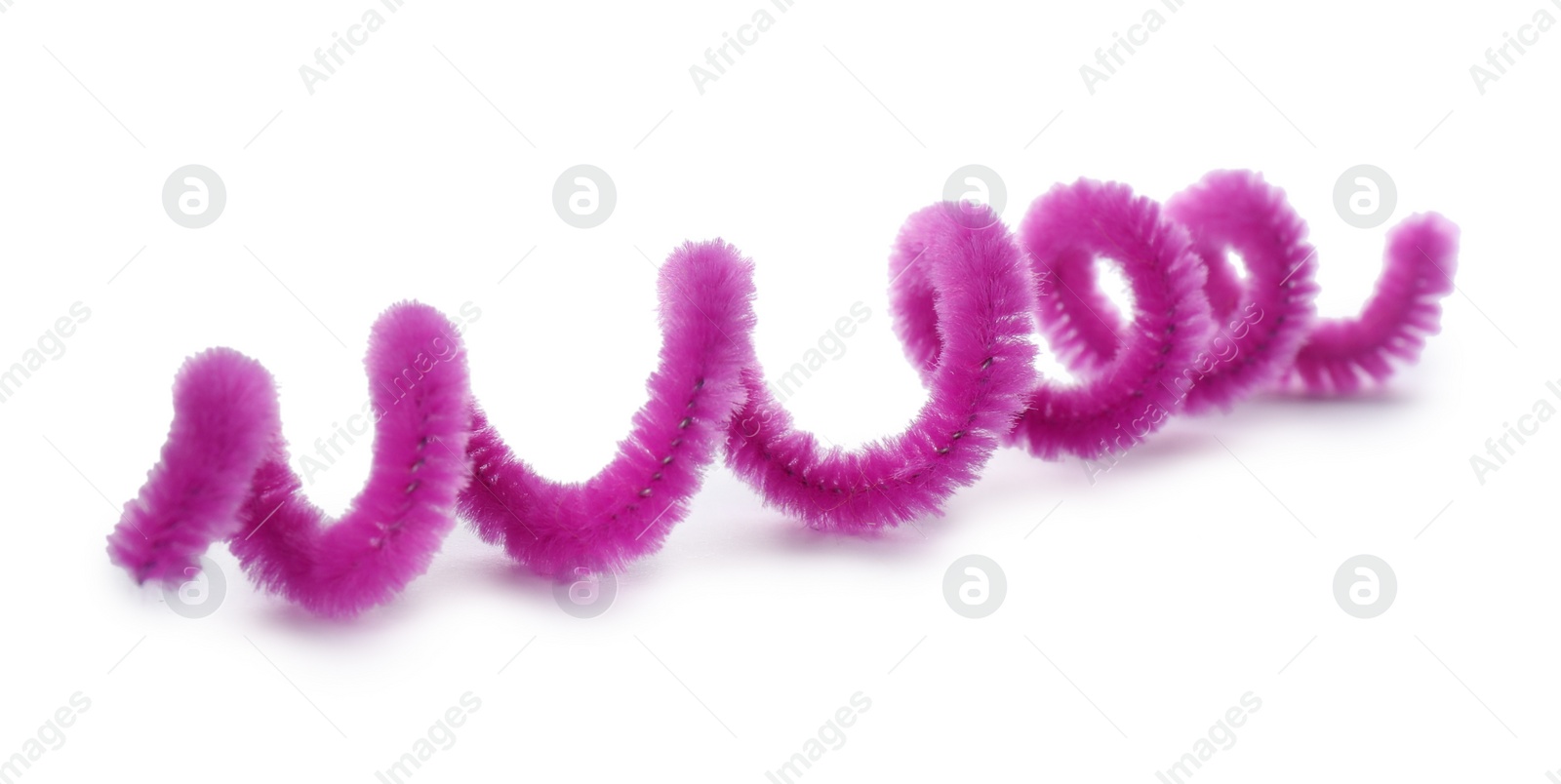 Photo of Violet fluffy wire isolated on white. Party item