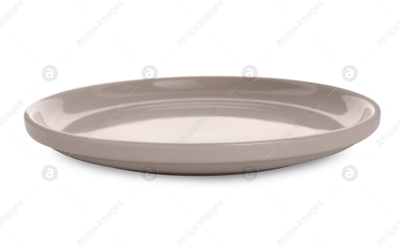 Photo of Empty beige ceramic plate isolated on white