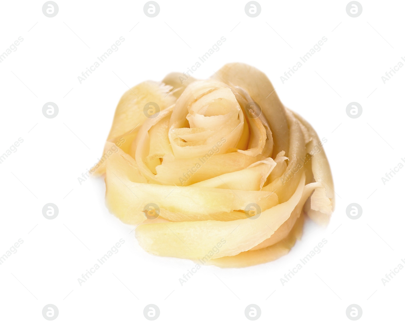 Photo of Pile of pickled ginger isolated on white