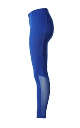 Photo of Blue women's leggins isolated on white. Sports clothing