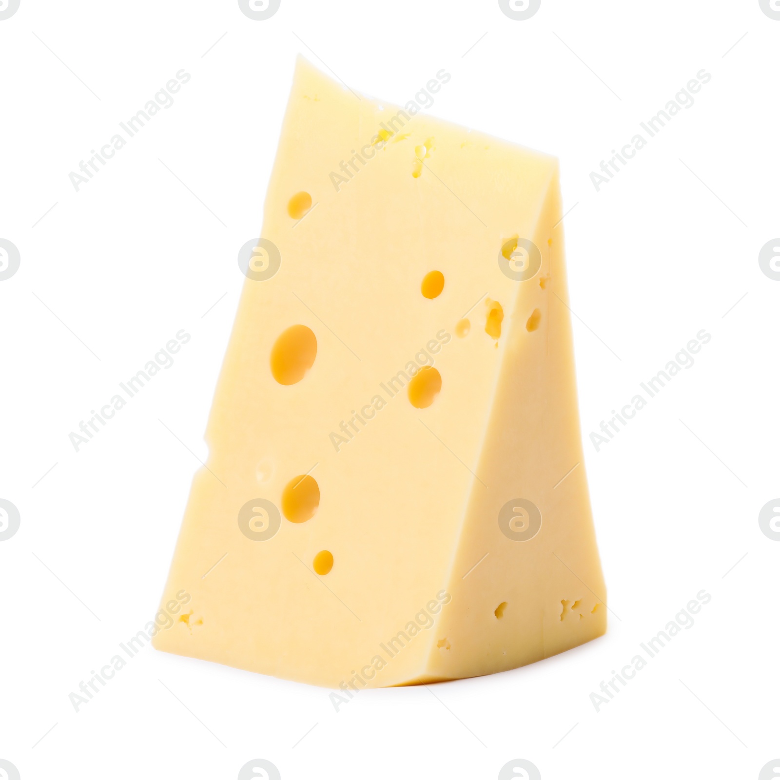 Photo of Piece of delicious cheese isolated on white