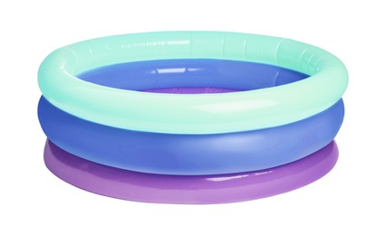 Colorful inflatable rubber pool on white background