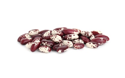 Photo of Pile of dry kidney beans on white background