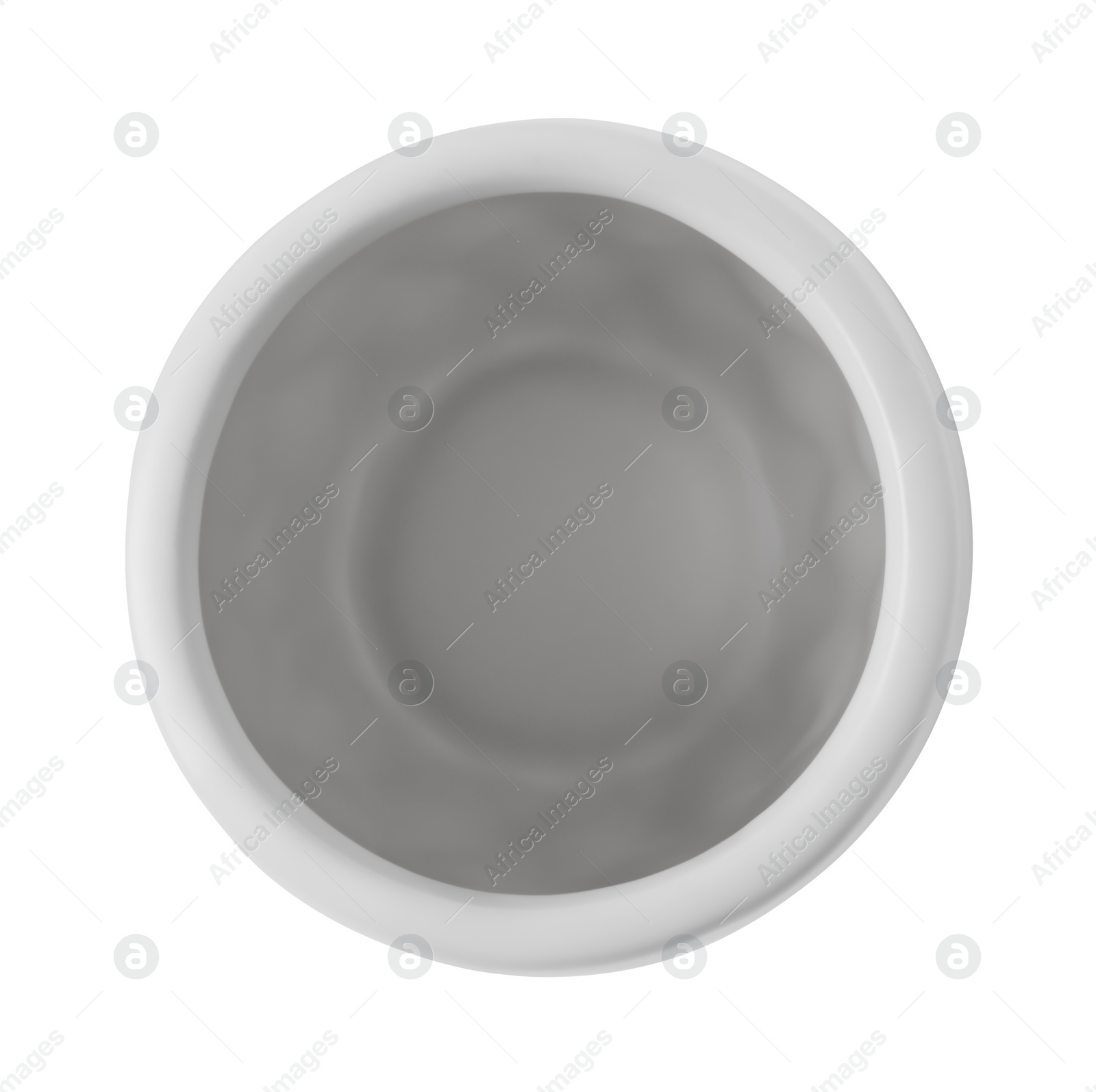 Photo of Bath accessory. Ceramic toothbrush holder isolated on white, top view