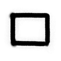 Illustration of Square drawn by black spray paint on white background