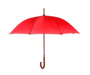 Beautiful open umbrella on white background