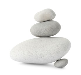 Photo of Stack of different stones isolated on white