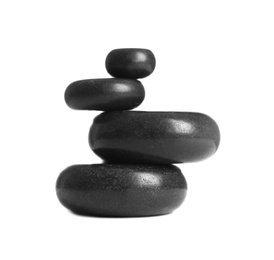 Stack of spa stones on white background