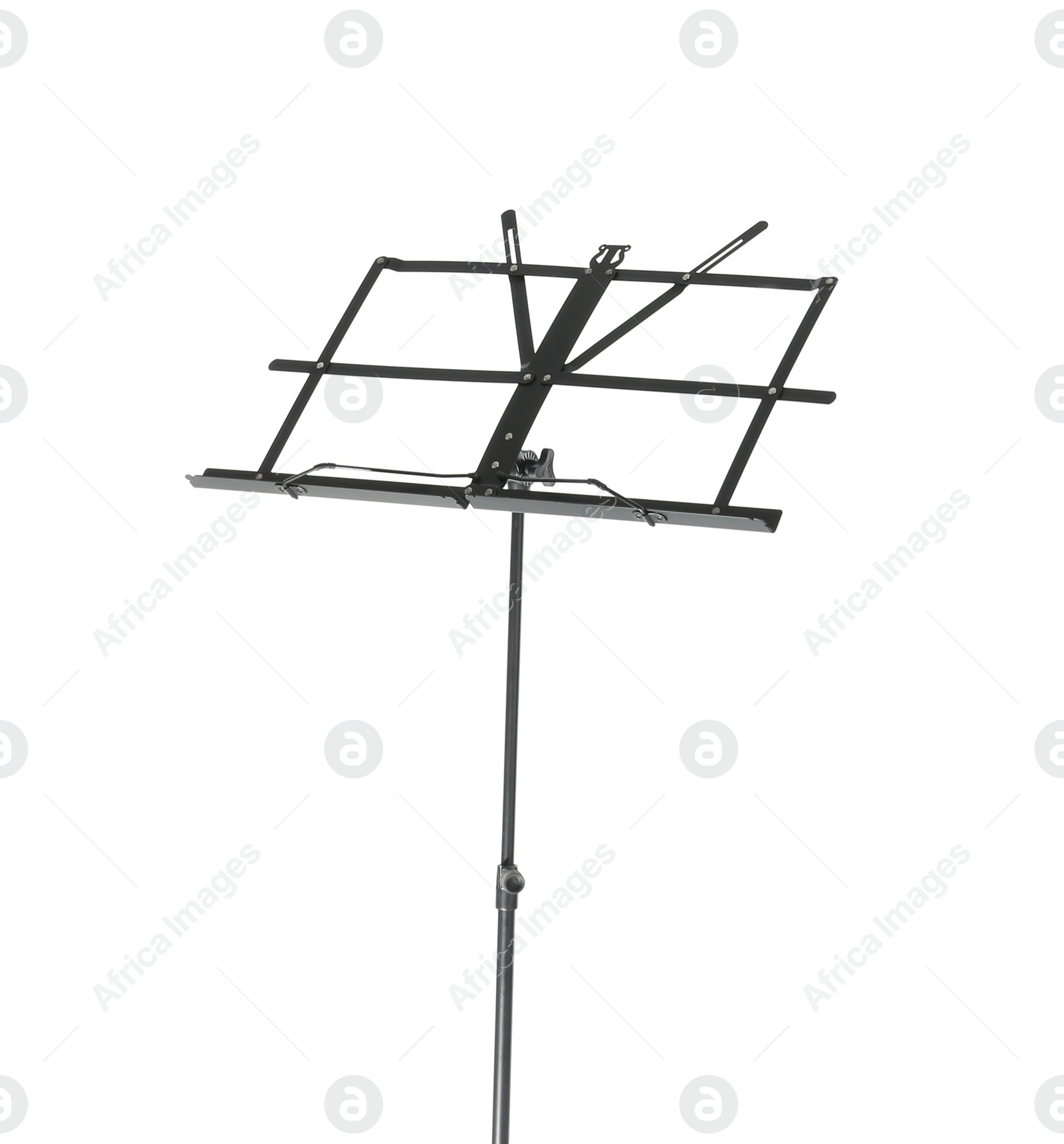 Photo of Empty music note stand on white background