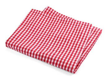 One red plaid napkin isolated on white