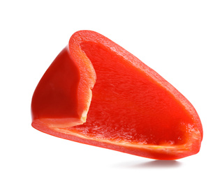 Slice of red bell pepper isolated on white