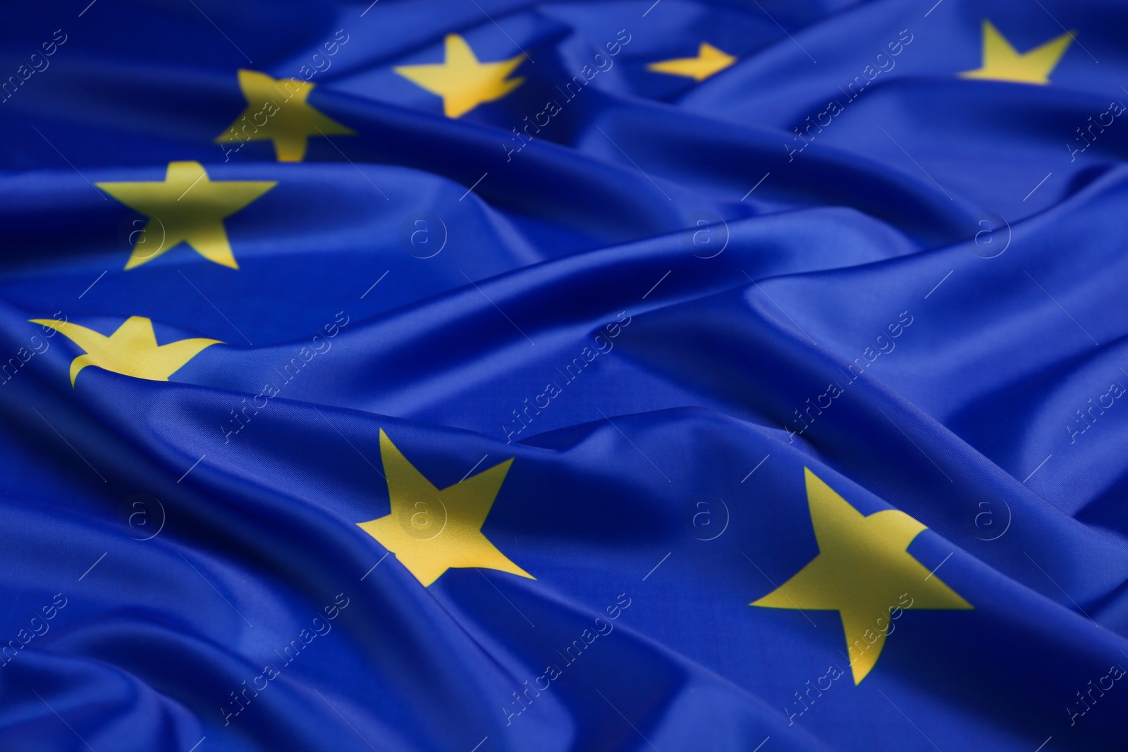 Photo of Flag of European Union as background, closeup view