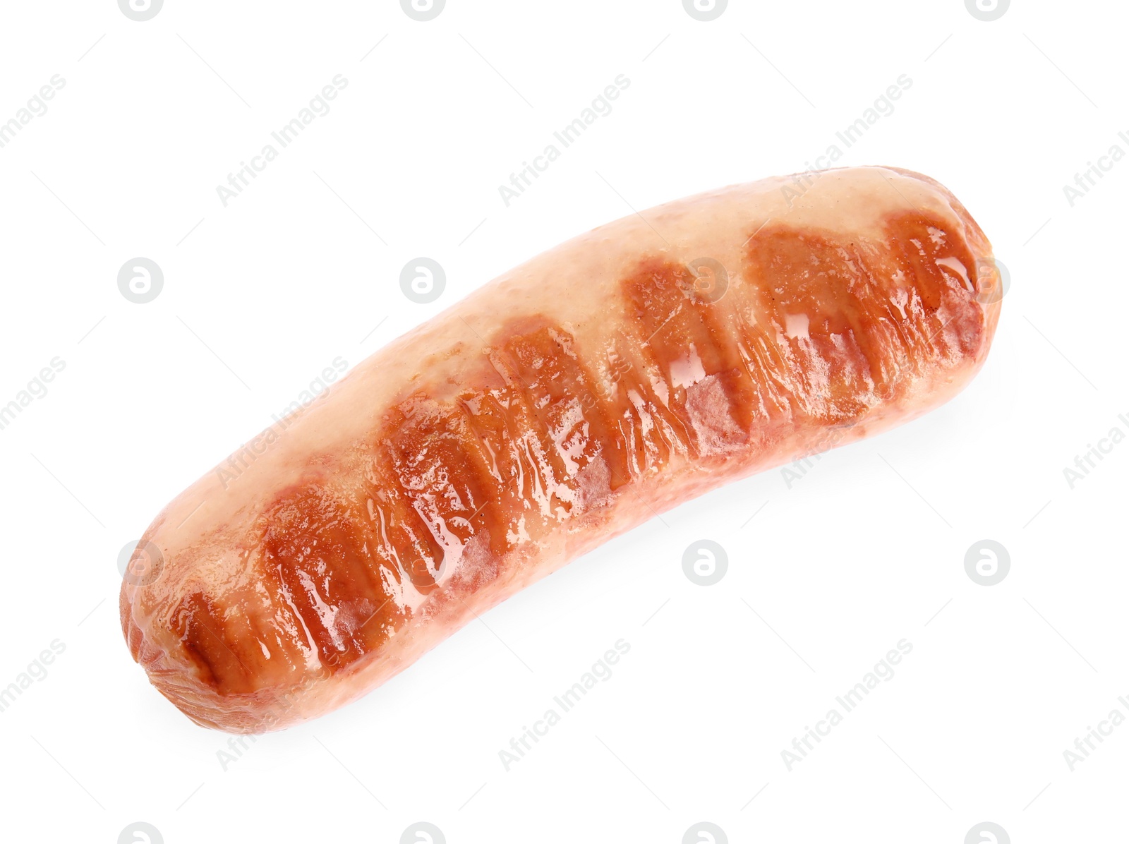 Photo of Tasty fresh grilled sausage isolated on white