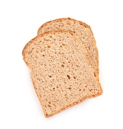 Fresh bread on white background, top view