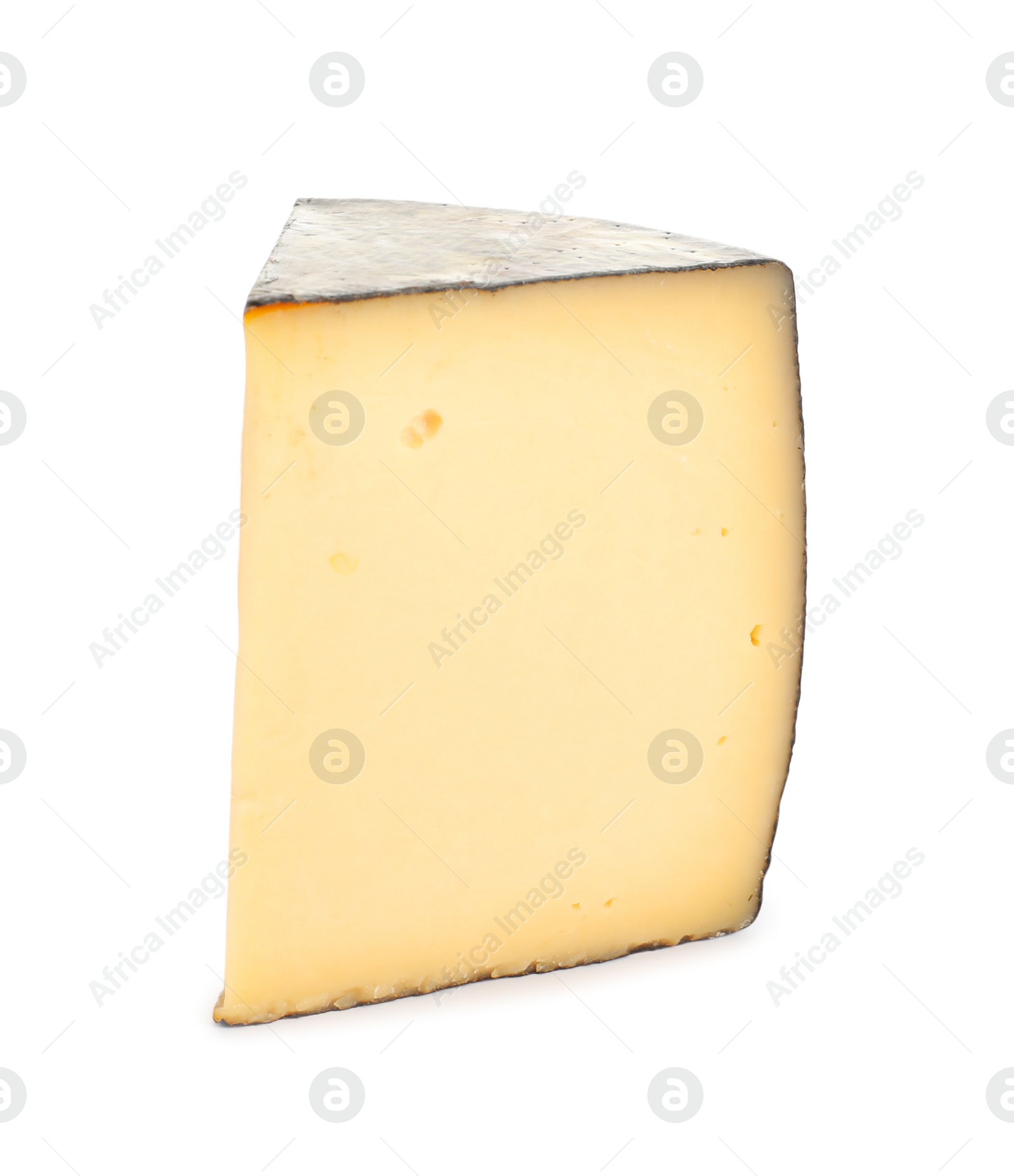 Photo of Piece of tasty fresh cheese isolated on white