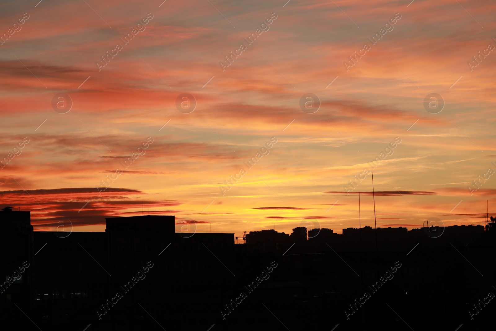 Photo of Picturesque view of bright dawn in city