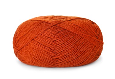 Photo of Soft orange woolen yarn isolated on white