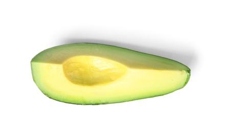 Slice of avocado on white background