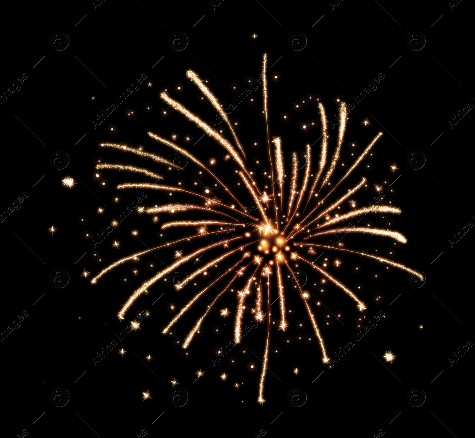 Image of Beautiful bright firework on black background, illustration