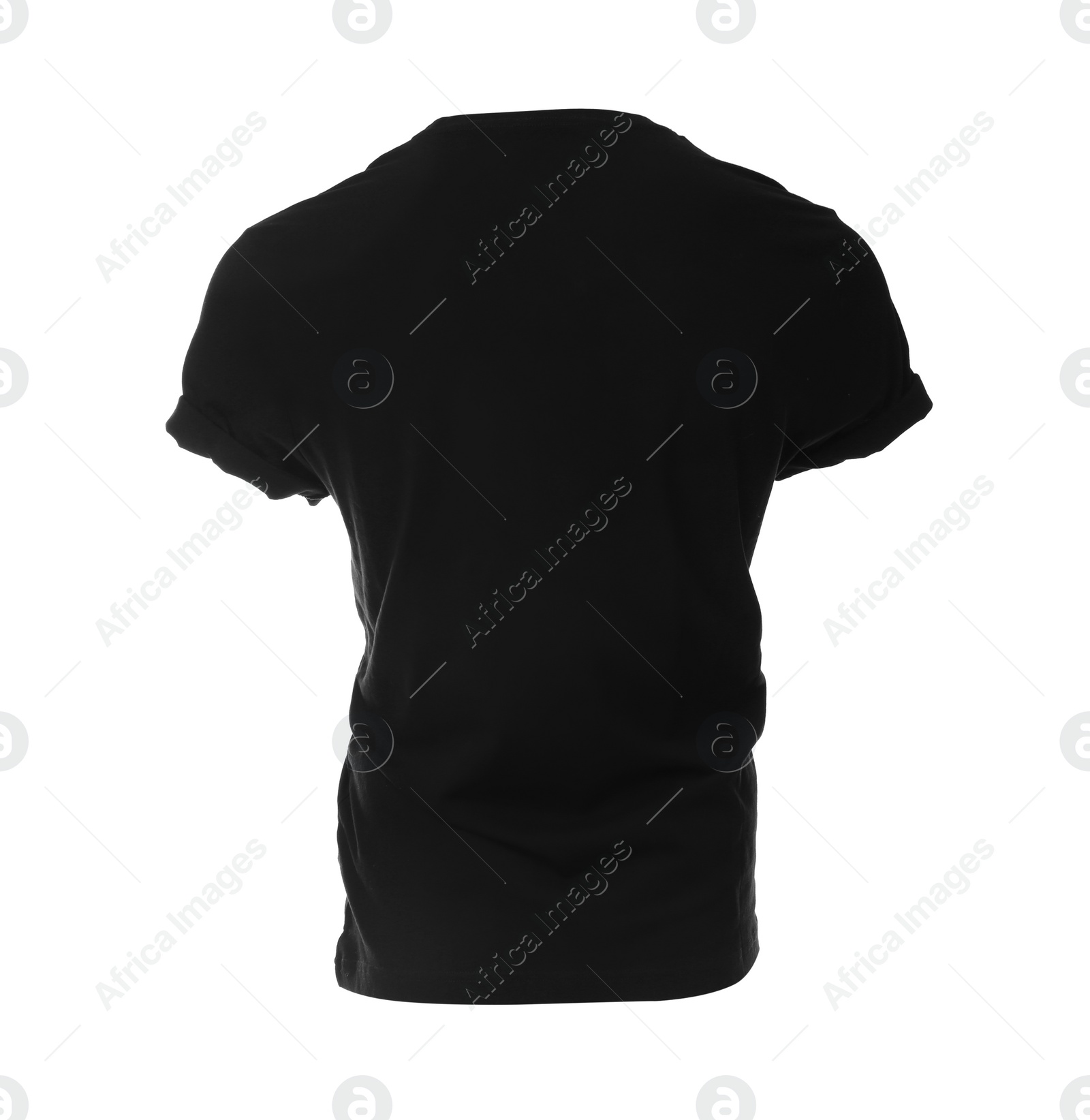 Photo of Black men's t-shirt isolated on white. Space for design