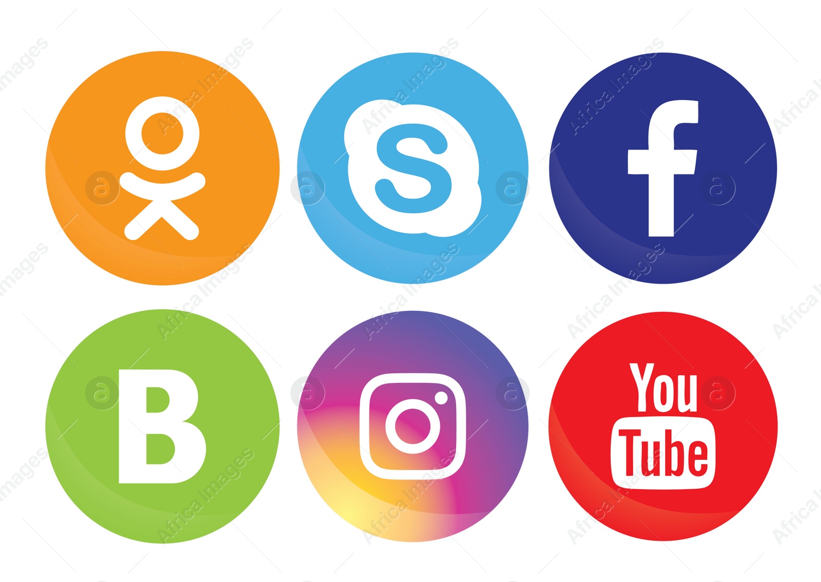 Illustration of MYKOLAIV, UKRAINE - APRIL 4, 2020: Collection of different social media apps icons