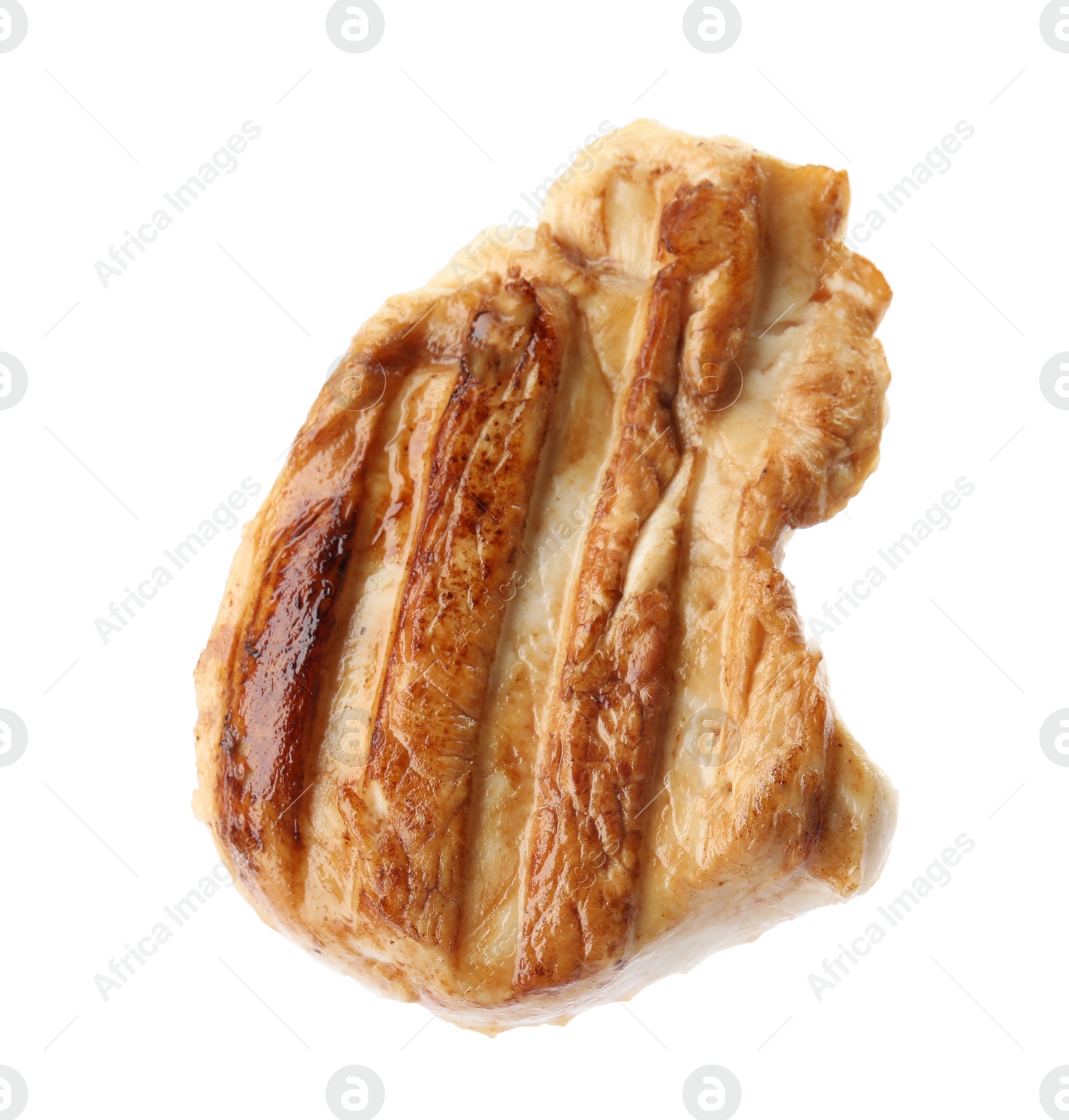 Photo of Piece of delicious grilled meat on white background