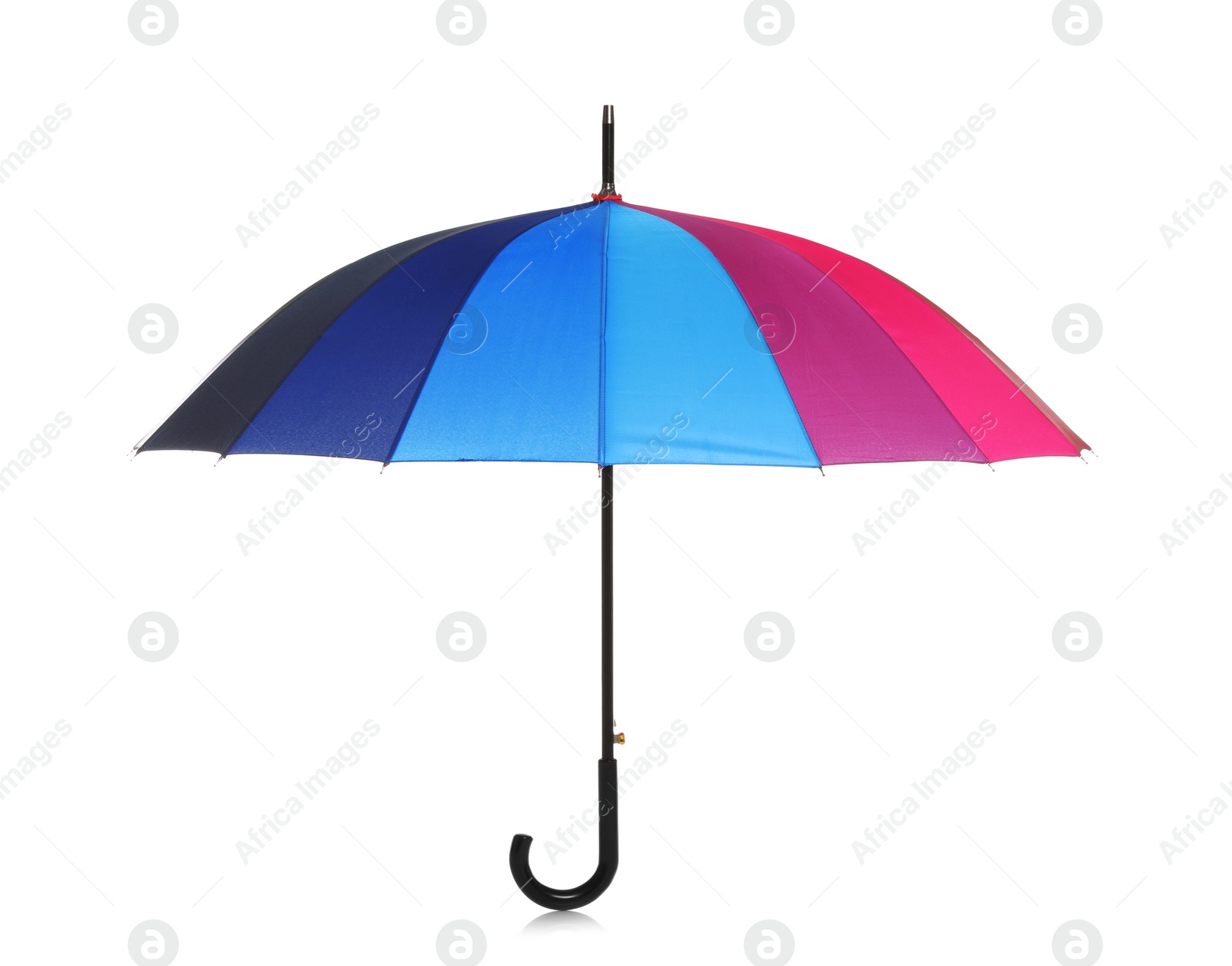 Photo of Beautiful open umbrella on white background